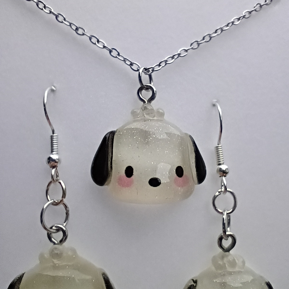 2/$10 Sanrio Pochacco Earring And Necklace Set Handmade - Picture 3 of 5